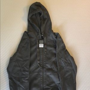 Buck Mason- Faded Black alpine, zip up hoodie